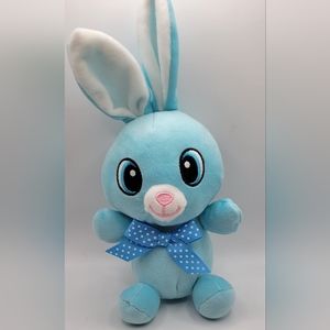 Sound N Light Blue Bunny 9" Blue Polka-dot Bow Plush Stuffed Animal Easter